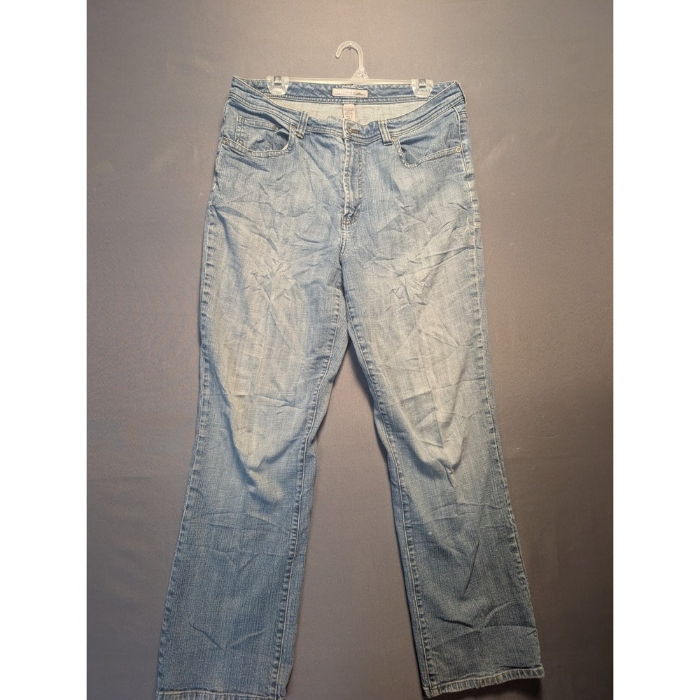 Chicos Platinum Jeans Womens 2 Blue Denim Stretch Straight Leg Grunge Streetwear